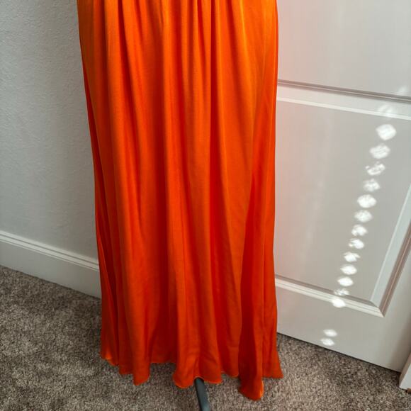 ELIATT Visitant Satin Maxi Dress in Papaya Orange Cut Out Maxi Sz S - Picture 15 of 16